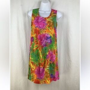 JAMS WORLD 90s Hawaiian A-Line Tropical Floral Vintage Dress hula moon Sz Med.